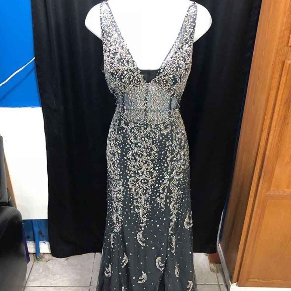 Dark grey beaded long dress